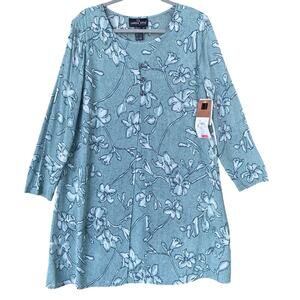 NWT New Carole Little Womens Size 14P Floral Long Sleeve Padded Shoulder Dress